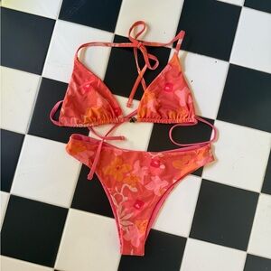 Effortless Swim Floral Pink & Orange Triangle Bikini